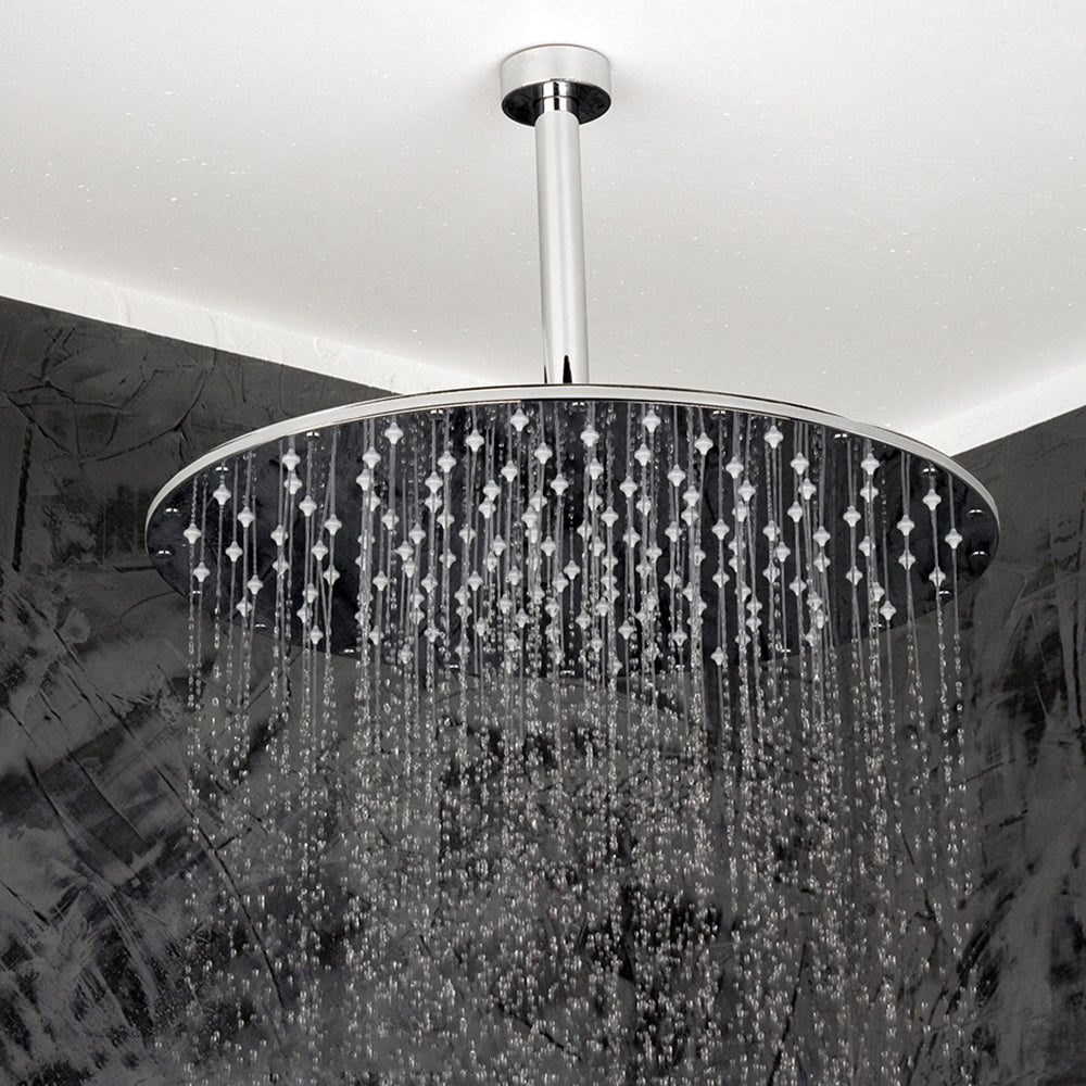 Lacava 0168-CR - Ceiling-Mount Tilting Round Rain Shower Head, 330 Rubber Nozzles. Arm And Flange Sold Separately.