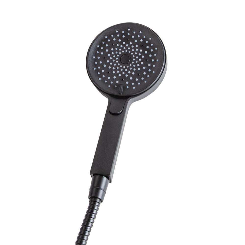 Lacava - Hand-Held Round Abs Shower Head With 50-Inch Flexible Hose, Three Function Variable Spray And Pause Button For Ada Compliance. Diam: 4-3/4", H: 10"