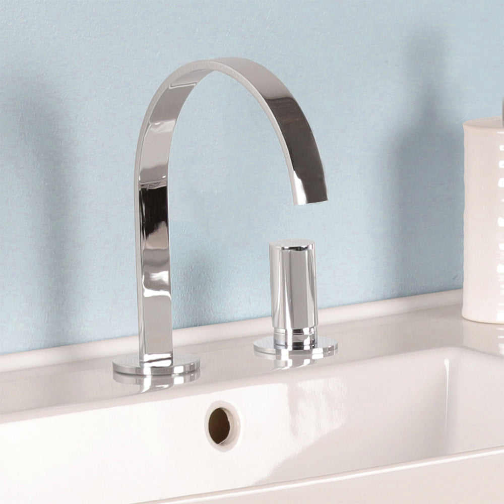 Lacava 13010-CR - Deck-Mount Two-Hole Faucet With An Arch Spout, Knob Handle, Drain Not Included. Water Flow Rate: 3.7 Gpm At 60 Psi.