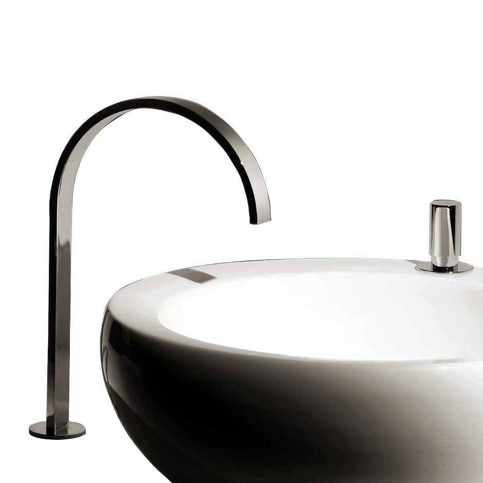 Lacava 13011-CR - Deck-Mount Two-Hole Faucet With An Arch Spout, Knob Handle, Drain Not Included. Water Flow Rate: 3.7 Gpm At 60 Psi.