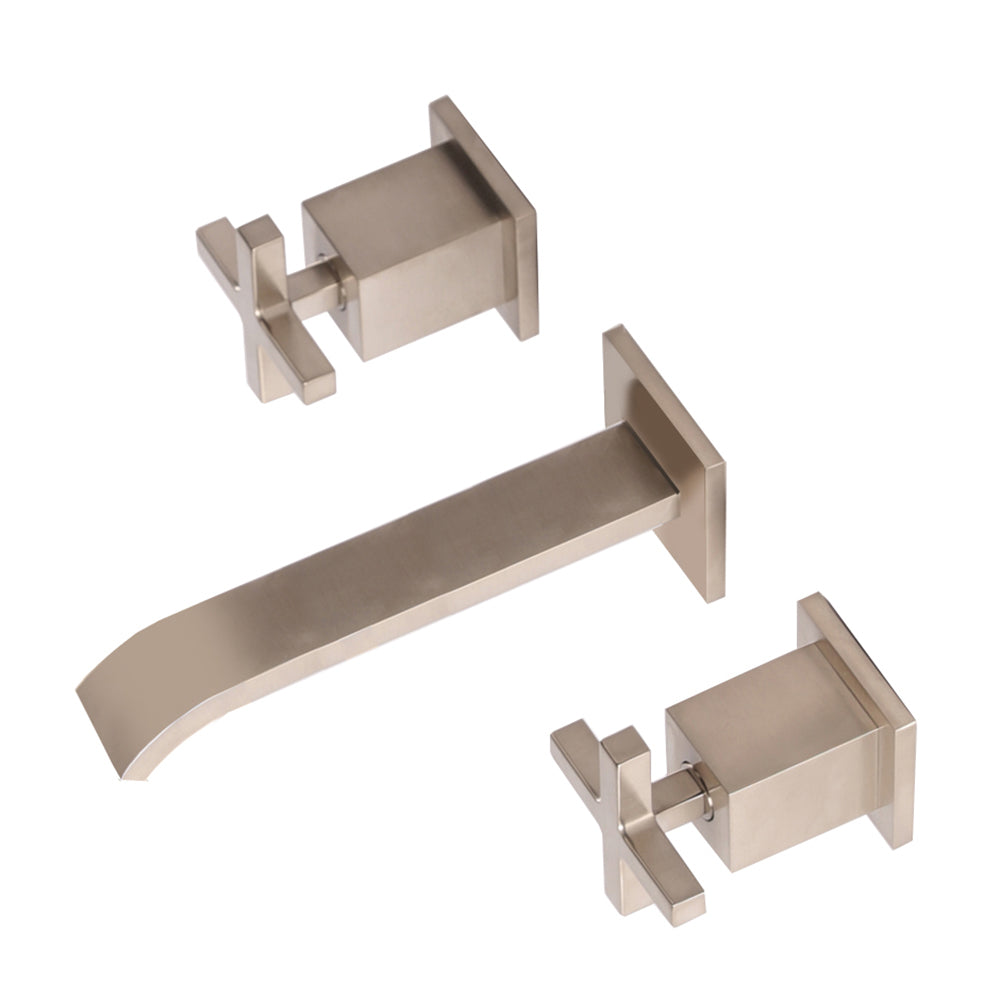 Lacava - Trim - Wall-Mount Three-Hole Faucet Featuring Natural Water Flow, With Two Cross Handles, No Backplate. Water Flow Rate: 2.2 Gpm At 60 Psi.