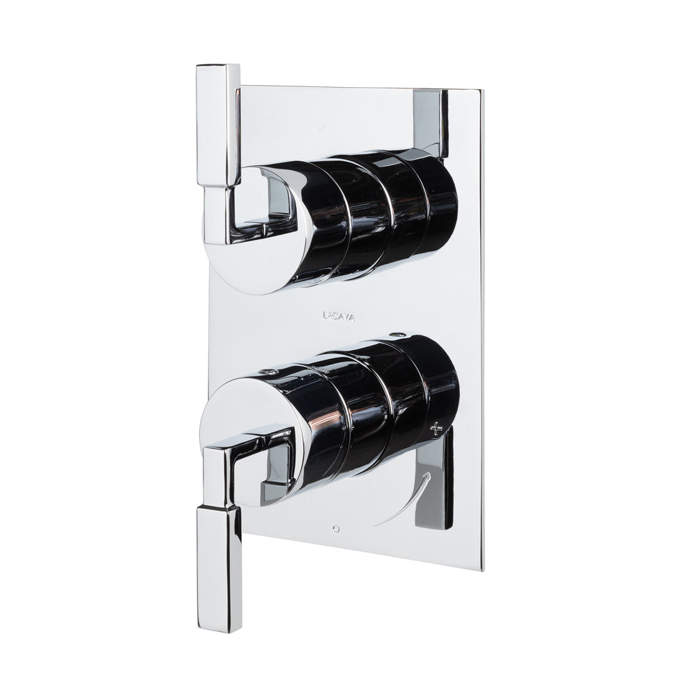 Lacava - Built-In Progressive Pressure Balancing Mixer With 2-Way Diverter, Two Stick Handles And A Rectangular Backplate. Water Flow Rate: 4.2 Gpm At 43.5 Psi. Rough-In # Vpbp2 Sold Separately. 5-1/8"W, 7-1/4"H
