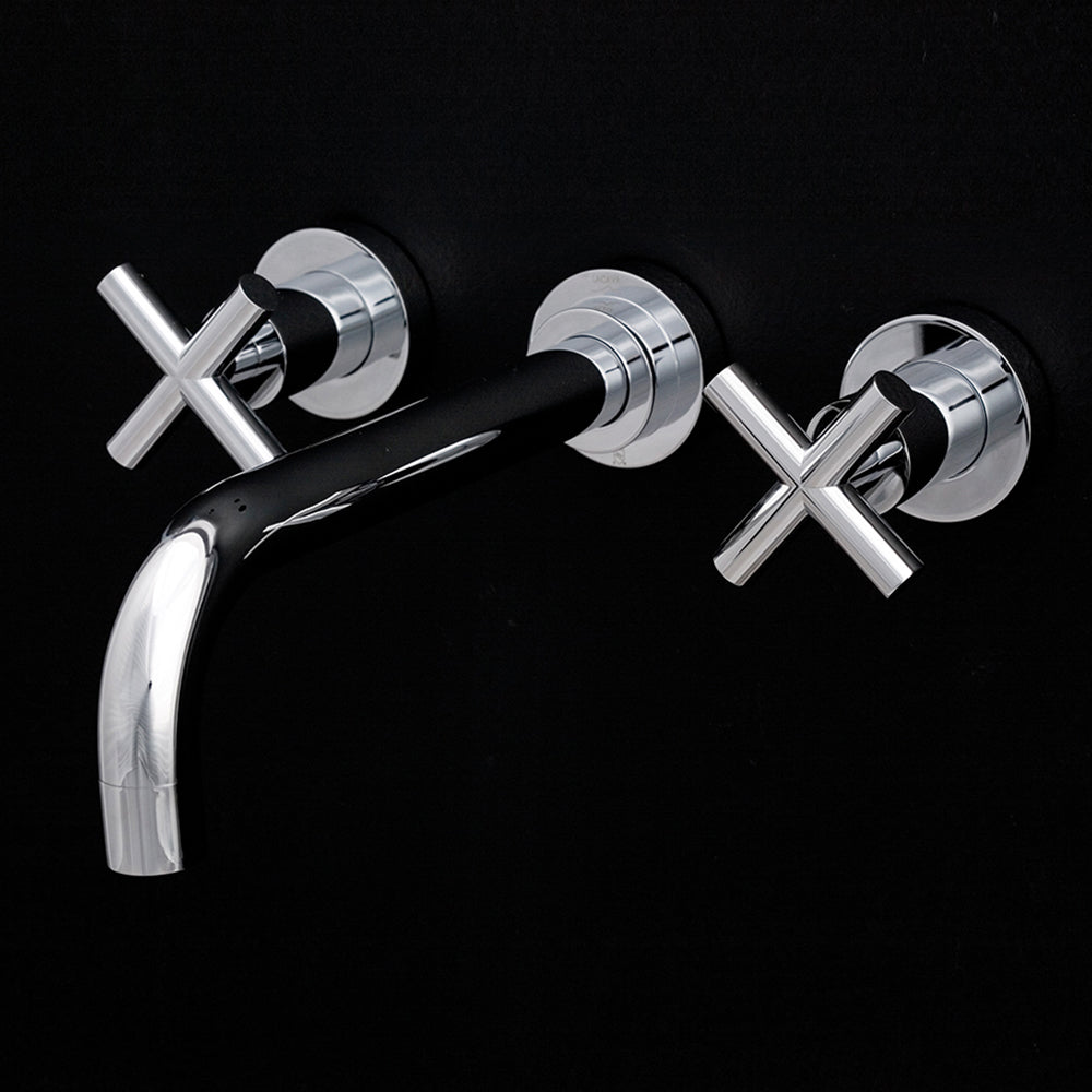 Lacava - Trim - Wall-Mount Three-Hole Faucet With Three-Hole Faucet With Two Cross Handles, No Backplate, Spout 9 7/8". Water Flow Rate: 1 Gpm Pressure Compensating Aerator.