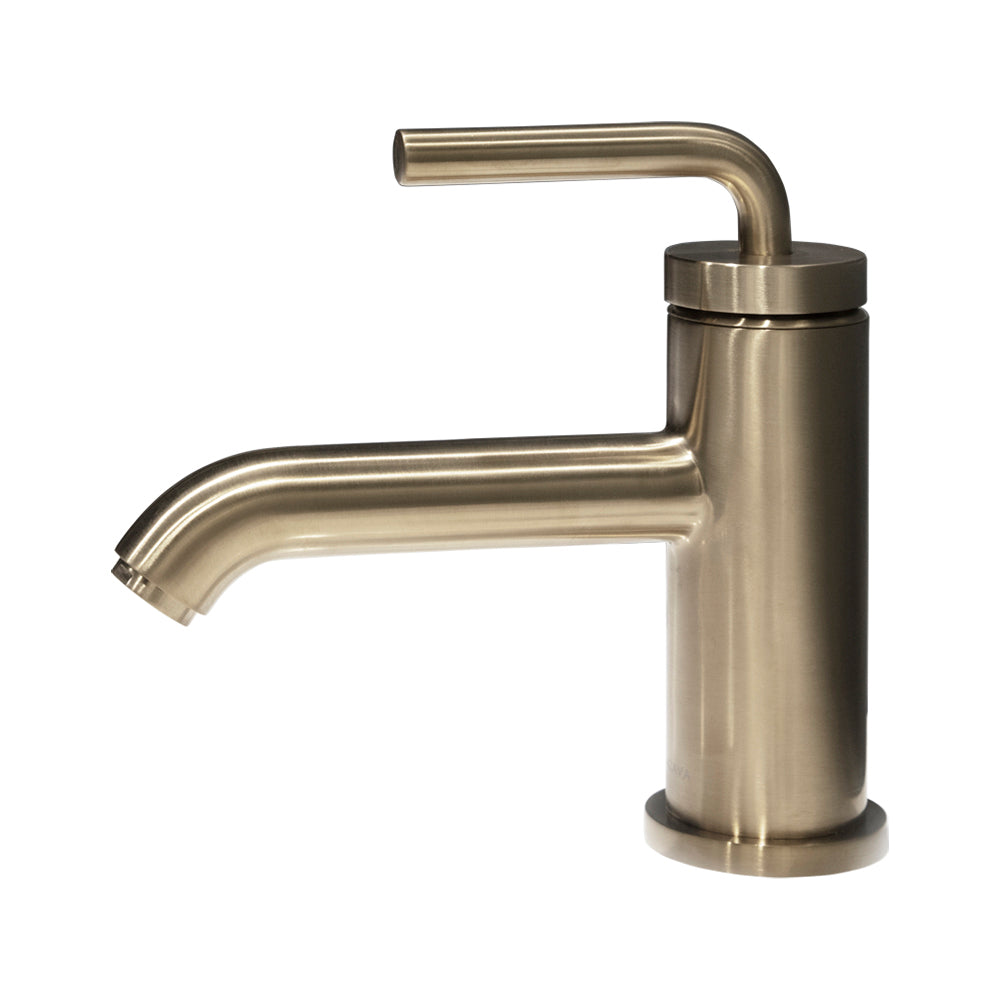 Lacava - Deck-Mount Single-Hole Faucet With A Pop-Up And Curved Lever Handle. Water Flow Rate: 1.2 Gpm Pressure Compensating Aerator,