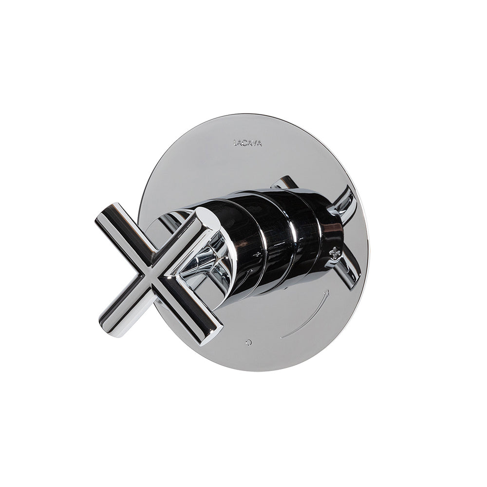 Lacava - Cigno Trim - Built-In Progressive Pressure Balancing Mixer With A Cross Handle And Round Backplate. Water Flow Rate: 5.6 Gpm At 43.5 Psi. W: 5", H: 5" - Rough-In # Vpbp Sold Separately