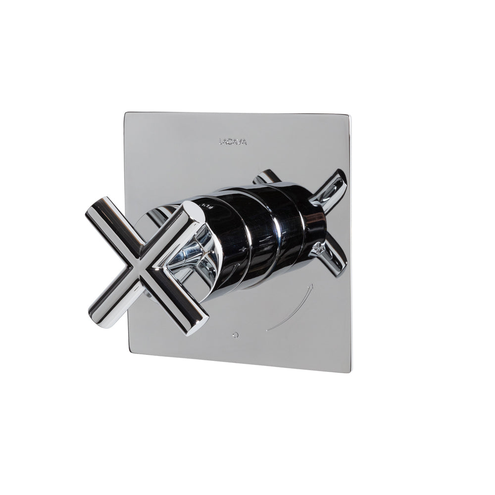 Lacava - Cigno Trim - Built-In Progressive Pressure Balancing Mixer With A Cross Handle And Squared Backplate. Water Flow Rate: 5.6 Gpm At 43.5 Psi. W: 5", H: 5" - Rough-In # Vpbp Sold Separatey