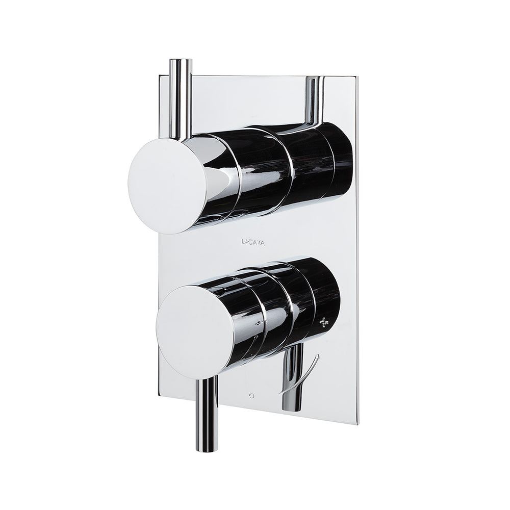 Lacava - Built-In Progressive Pressure Balancing Mixer With 3- Way Diverter, Two Lever Handles And A Retangular Backplate. Water Flow Rate: 5.6 Gpm At 45 Psi.