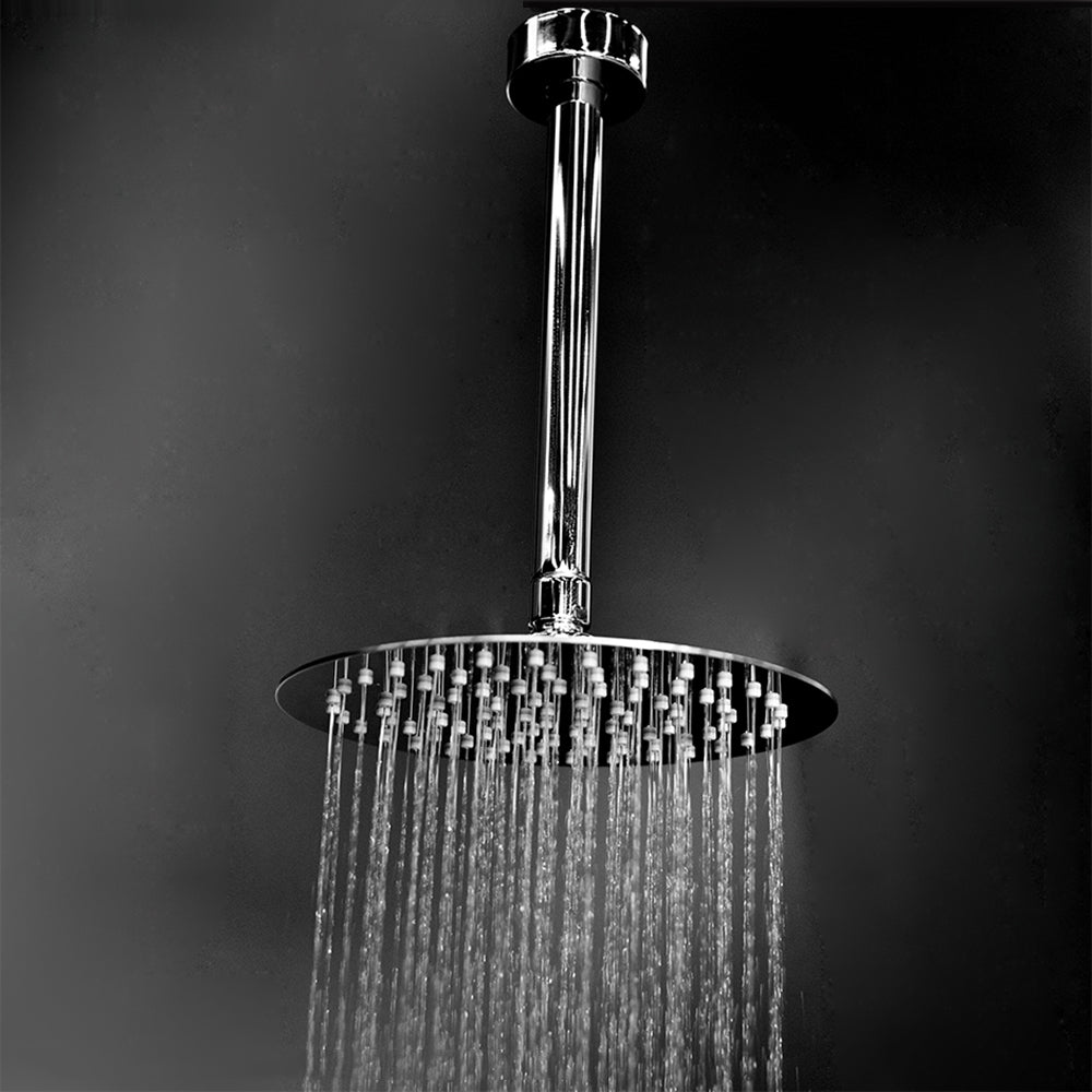 Lacava - Wall Mount Or Ceiling Mount Tilting Round Shower Head With Ultra Thin Edge And Flow Regulator 2.5Gal/M, 90 Rubber Nozzles. Arm And Flange Sold Separately.