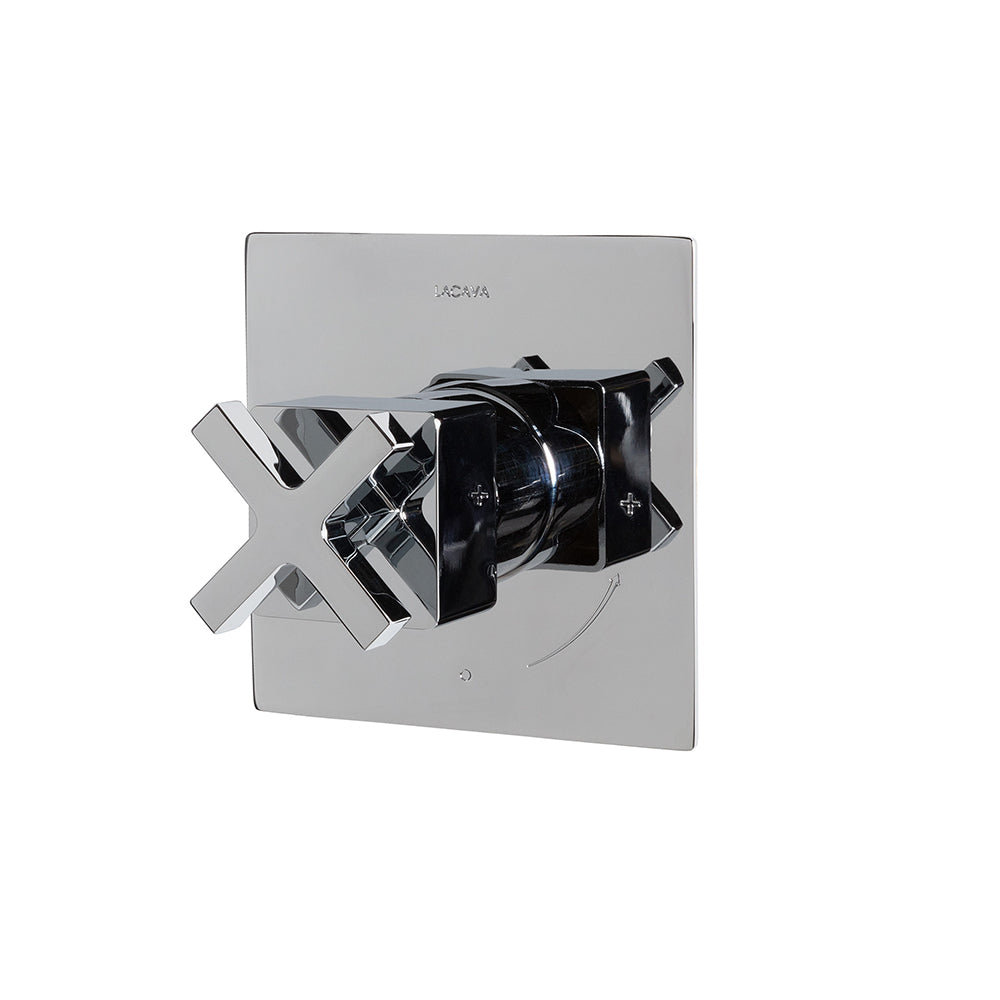 Lacava - Eleganza Trim - Built-In Progressive Pressure Balancing Mixer With A Cross Handle And Squared Backplate. Water Flow Rate: 5.6 Gpm At 43.5 Psi. W: 5", H: 5" - Rough-In # Vpbp Sold Separately