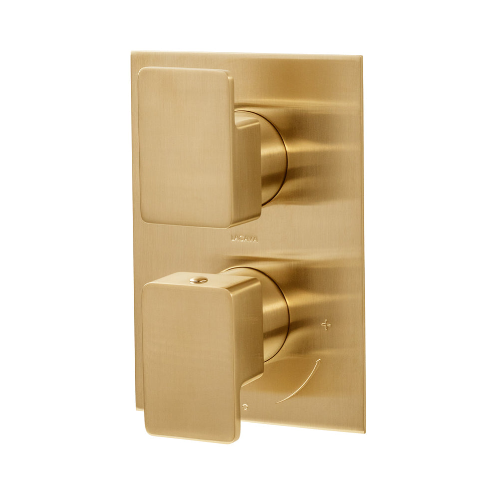 Lacava - Built-In Progressive Pressure Balancing Mixer With 2-Way Diverter, Two Lever Handles And A Rectangular Backplate. Water Flow Rate: 4.2 Gpm At 43.5 Psi. Rough-In # Vpbp2 Sold Separately. 5-1/8"W, 7-1/4"H
