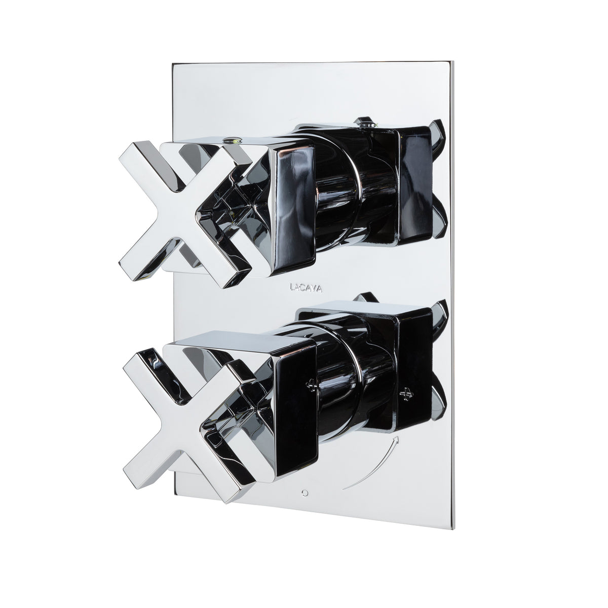Lacava - Built-In Progressive Pressure Balancing Mixer With 2-Way Diverter, Two Cross Handles And A Retangular Backplate. Water Flow Rate: 5.6 Gpm At 45 Psi.