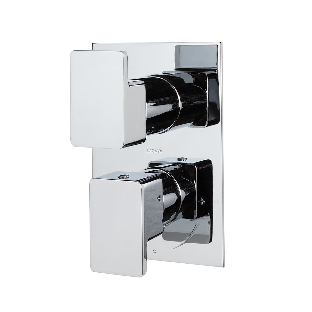 Lacava - Built-In Progressive Pressure Balancing Mixer With 3- Way Diverter, Two Lever Handles And A Retangular Backplate. Water Flow Rate: 5.6 Gpm At 45 Psi.