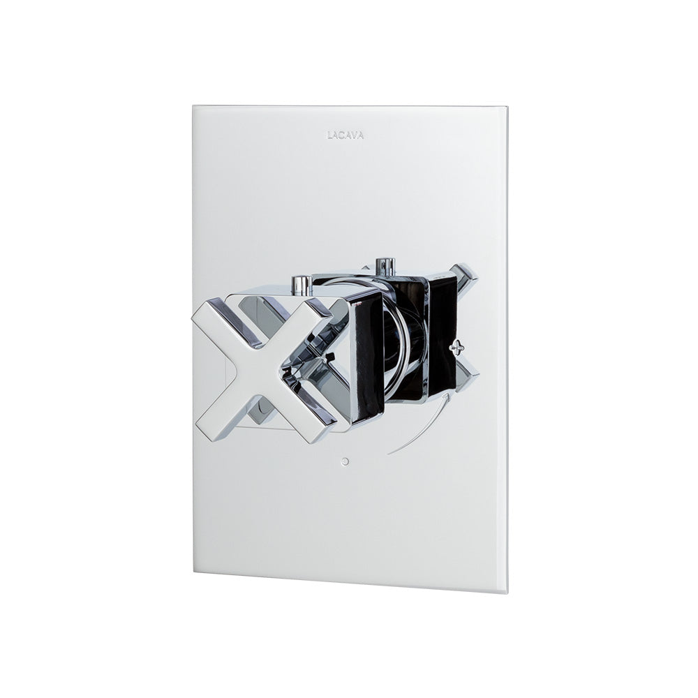 Lacava - Trim Only - Thermostatic Valve Gpm 10 (60Psi) With Rectangular Back Plate And Cross Handle