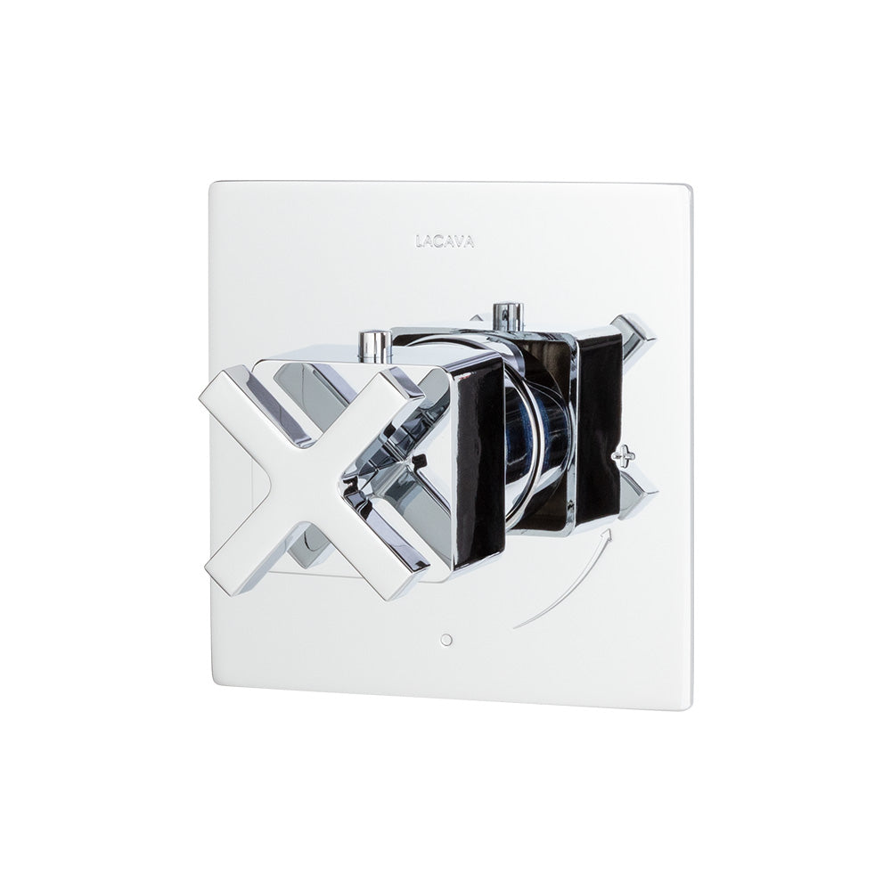 Lacava - Trim Only - Thermostatic Valve Gpm 10 (60Psi) With Rectangular Back Plate And Cross Handle