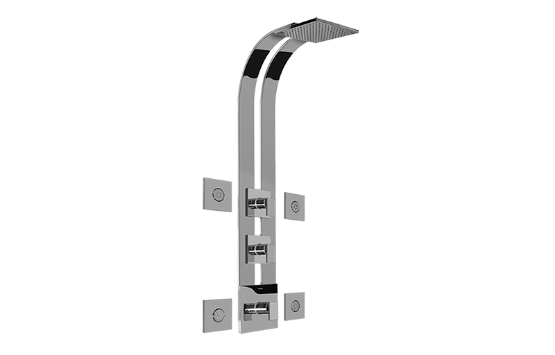 Graff GE3.100A-LM31S-BK-T - Square Thermostatic Ski Shower Set W/Body Sprays (Trim)