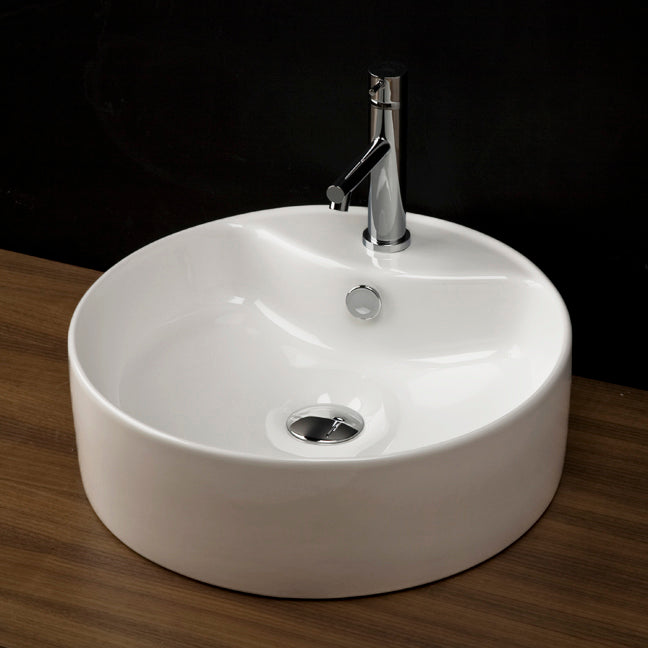 Lacava 4055-001 - Vessel Porcelain Bathroom Sink With One Faucet Hole And An Overflow, 18 1/4"Diam, 5 3/4"H