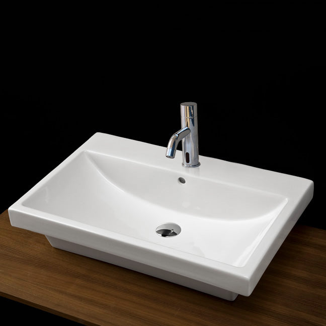 Lacava 4271-01-001 - Wall-Mounted Porcelain Bathroom Sink With Overflow With 01 - One Faucet Hole, 02 - Two Faucet Holes, 03 - Three Faucet Holes In 8" Spread. Unfinished Back. 27 1/2"W X17 1/2"D X 7 1/2"H.