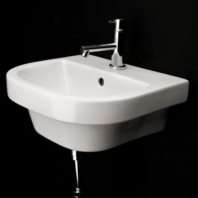 Lacava 4282-03-001 - Wall-Mounted Or Drop-In Porcelain Bathroom Sink With Overflow And With 01 - One Faucet Hole, 02 - Two Faucet Holes, 03 - Three Faucet Holes In 8" Spread. Unfinished Back. 15 3/4"W X 14 1/4"D X 7 "H