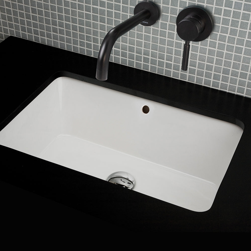 Lacava 5052UN-001 - Under-Counter Porcelain Bathroom Sink With Glazed Exterior And Overflow, 23 5/8"W, 15 3/4"D, 7 7/8"H