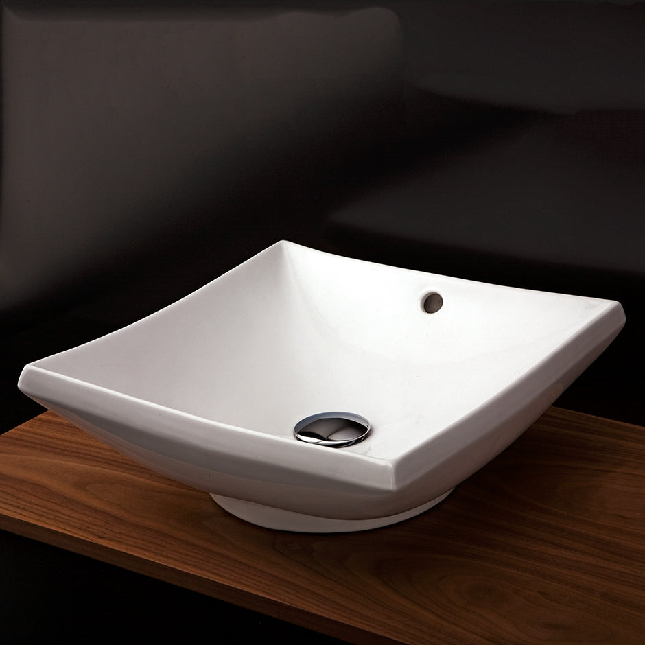 Lacava 5069-001 - Vessel Porcelain Bathroom Sink With An Overflow, 16 3/8"W, 16 3/8"D, 6"H.