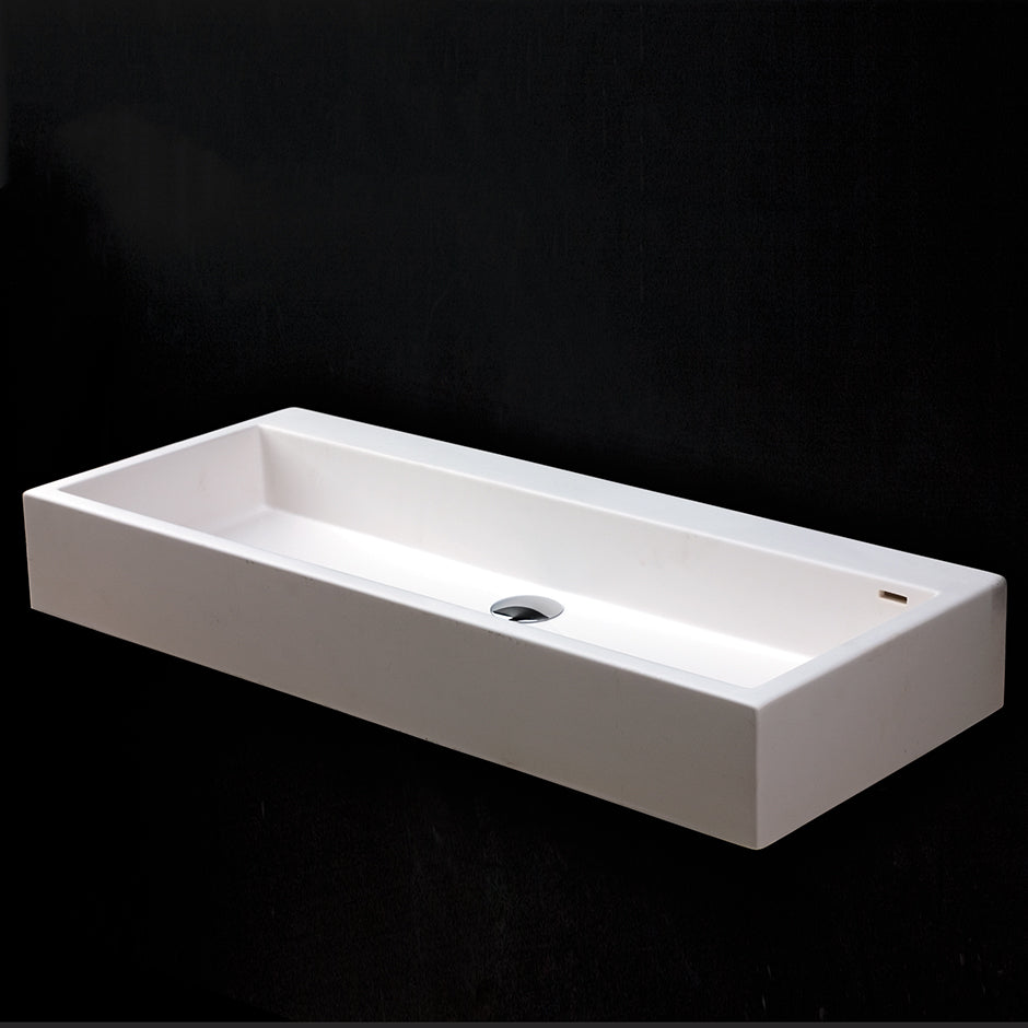 Lacava - Vessel Solid Surface Washbasin With Overflow, Finished Back. 36"W X 15"D X 61/4"H. Available In 00 - No Faucet Holes, 01 - One Faucet Hole, 02 - Two Faucet Holes, 03 - Three Faucet Holes In 8" Spread.