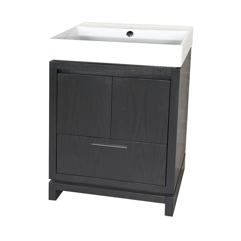 Lacava - Free-Standing Under-Counter Vanity With Finger Pulls Across Top Doors And Polished Chrome Pull Across Bottom Drawer. Bathroom Sink # 5231 Sold Separately. W: 23 1/8', D: 17 3/4", H: 30 3/4".