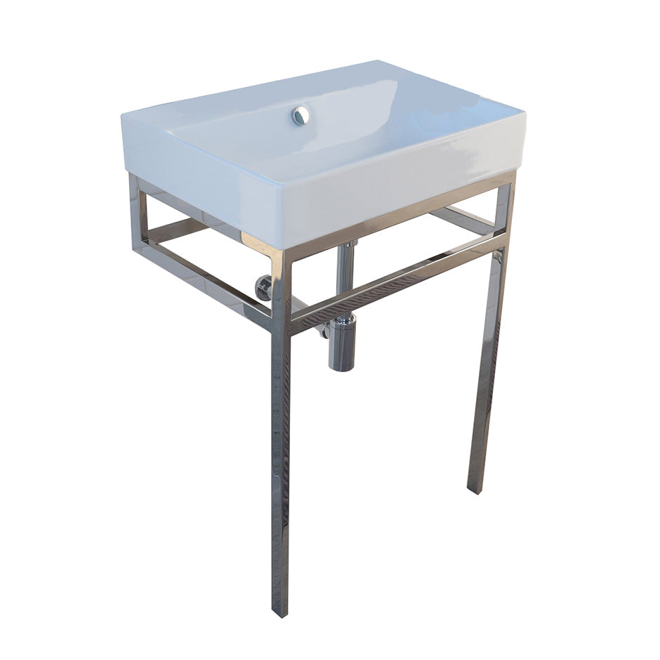 Lacava - Floor-Standing Stainless Steel Console Stand With A Towel Bar, 23 1/8"W, 17 5/8"D, 30 3/4"H. Washbasin 5231 Sold Separately