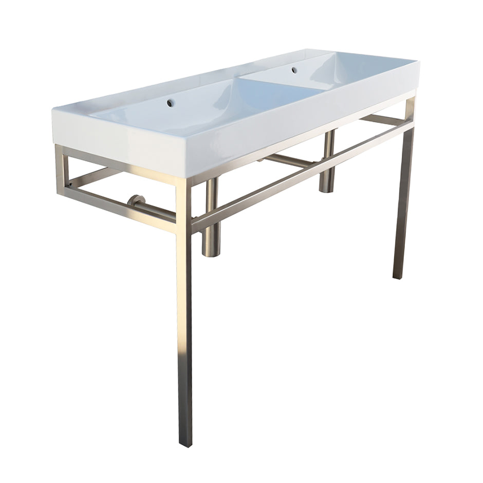 Lacava - Floor-Standing Metal Console Stand With A Towel Bar (Bathroom Sink 5234 Sold Separately), Made Of Stainless Steel Or Brass. It Must Be Attached To Wall. W: 47", D: 17 5/8", 30 3/4".