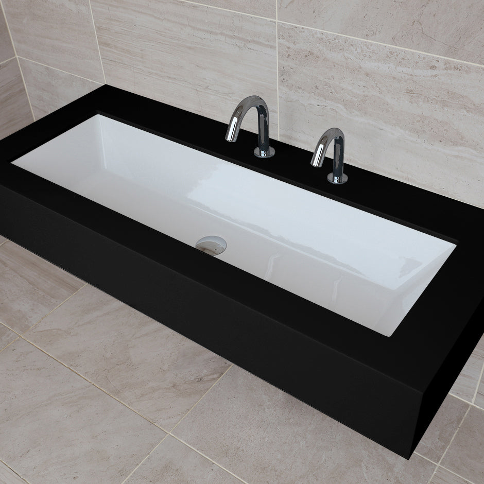 Lacava 5258-001 - Under-Counter Or Self-Rimming Porcelain Bathroom Sink With An Overflow. W: 35 1/2", D: 13 3/8", H: 6 3/4".