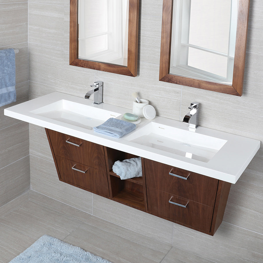 Lacava - Wall Mount Under Counter Vanity With Two Open Cubbies, Four Flip Open Doors, Led Light, And Polished Chrome Pulls. W:47 3/4", D:10", H: 20 1/4". Ada Compliant.