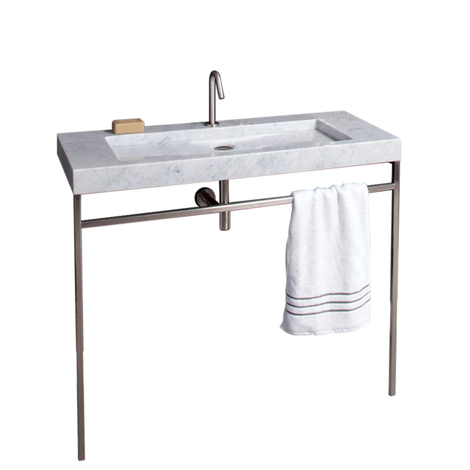 Lacava - Floor-Standing Metal Console Stand With A Towel Bar (Bathroom Sink 5303 Sold Separately), Made Of Stainless Steel Or Brass. It Must Be Attached To Wall. W: 41 3/4", D: 17 5/8", H: 32 1/4".