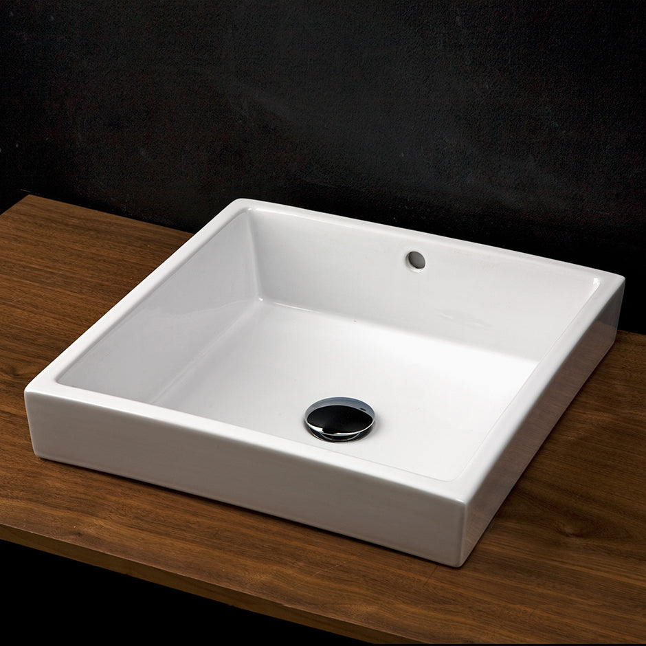 Lacava 5455-001 - Self-Rimming Porcelain Bathroom Sink With An Overflow. Finished Back.W: 18 1/4”, D: 18” H: 6 3/8”