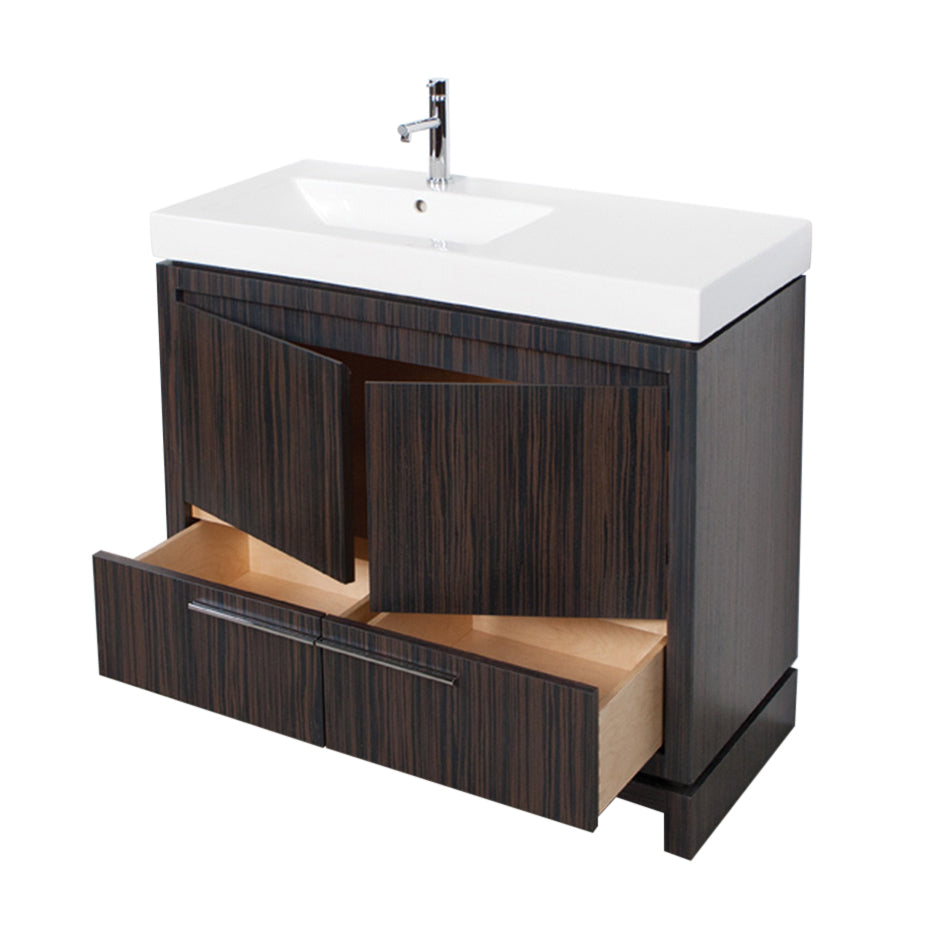 Lacava - Free Standing Under Counter Vanity With Finger Pulls Across Top Doors And Polished Chrome Pulls Across Bottom Drawers. Bathroom Sink 5457 Sold Separately W: 35", D: 18", H: 32"