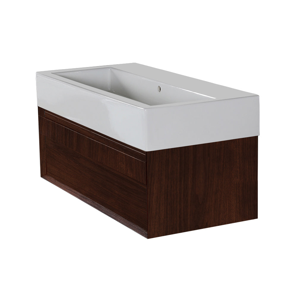 Lacava - Wall-Mount Undercounter Vanity With Large Wood Pulls On Two Drawers, 38 3/4"W, 17 3/4"D, 12"H, Washbasin 5460 Sold Separately.