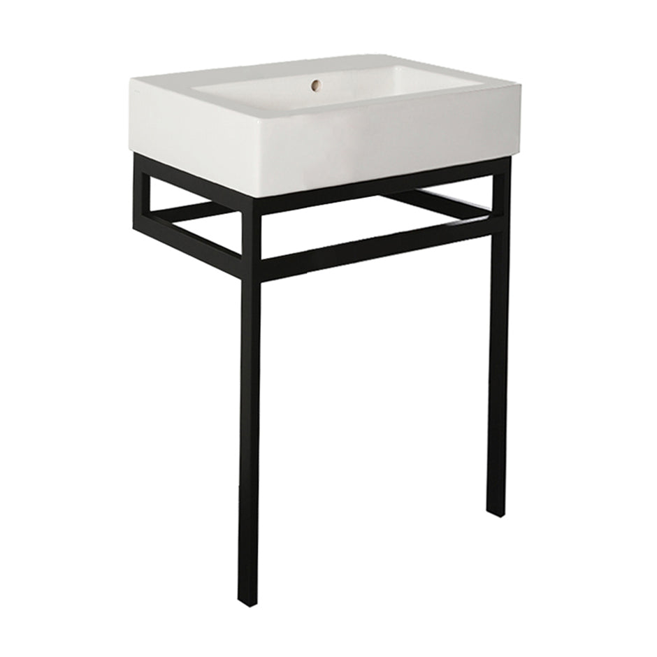 Lacava - Floor-Standing Metal Console Stand With A Towel Bar (Bathroom Sink 5464Sold Separately), Made Of Stainless Steel Or Brass. It Must Be Attached To Wall. W: 23 1/8", D: 18", H: 29".