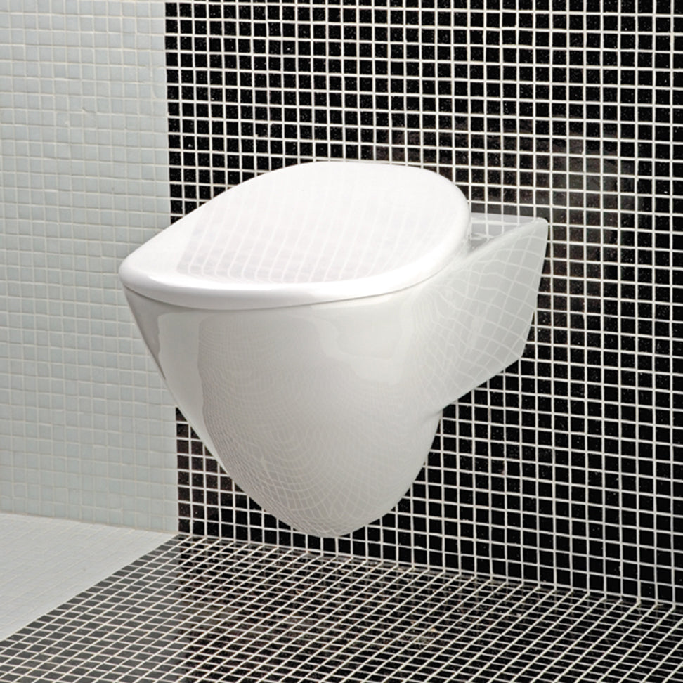 Lacava 6058.01-001 - Wall-Hung Porcelain Toilet For Concealed Flushing System, Includes A Seat Cover.W: 14 3/4” D: 21 5/8” H: 13 3/4”.
