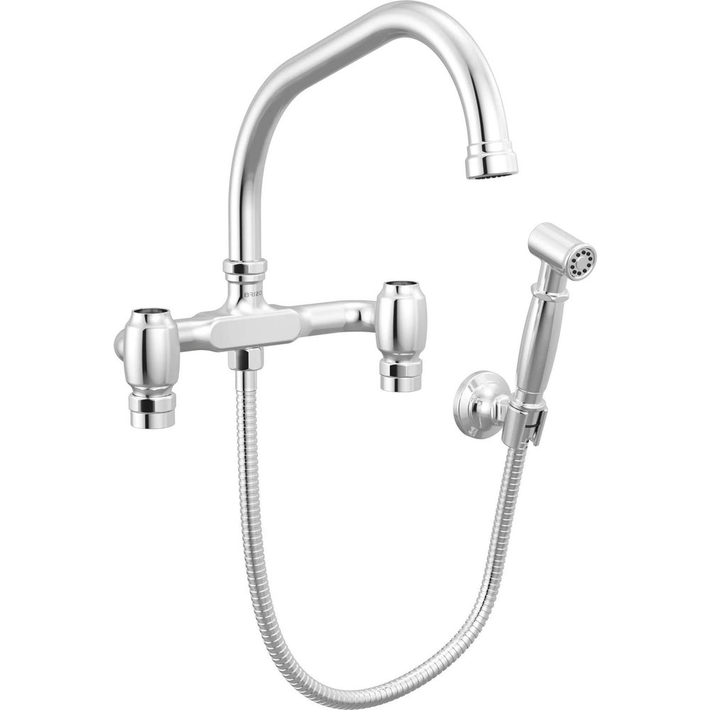 Brizo 621249LF-PCLHP - Wall Mount Bridge Faucet With Angled Spout And Side Sprayer - Less Handles