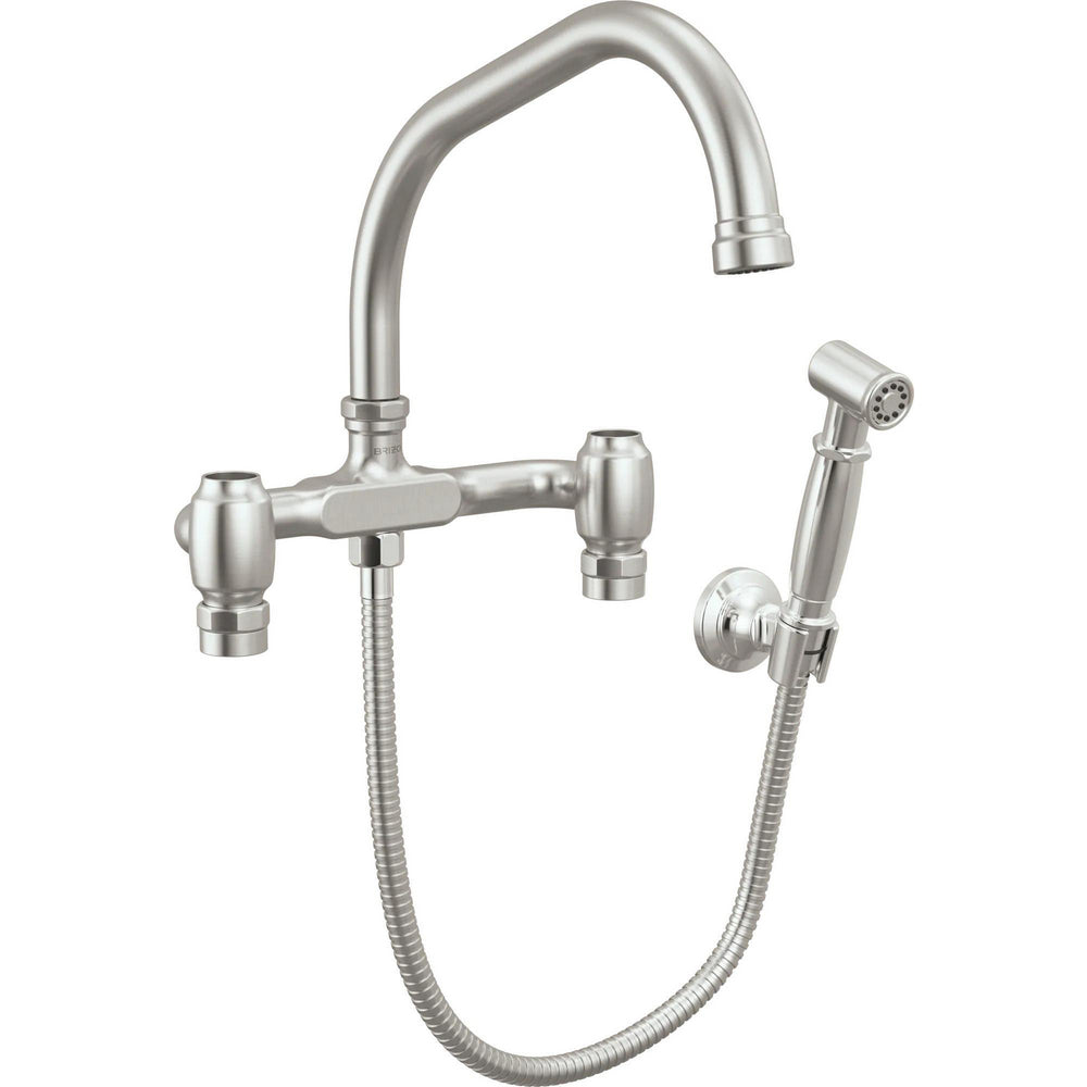 Brizo 621249LF-SSLHP - Wall Mount Bridge Faucet With Angled Spout And Side Sprayer - Less Handles