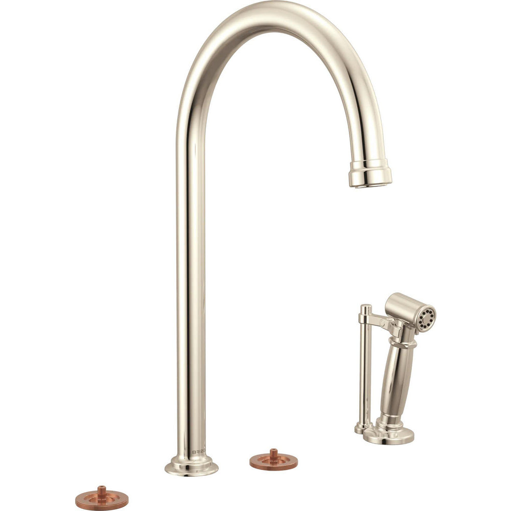 Brizo 621448LF-PNLHP - Widespread Faucet With Arc Spout And Side Sprayer - Less Handles