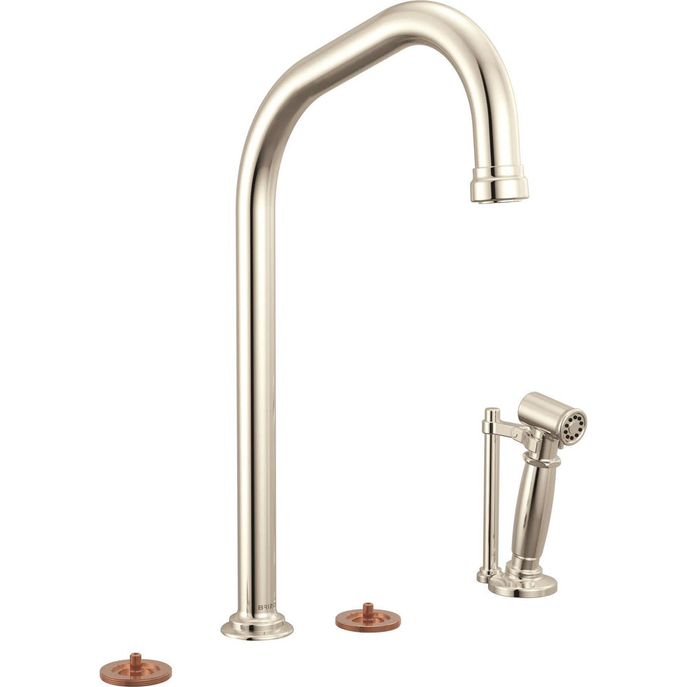 Brizo 621449LF-PNLHP - Widespread Faucet With Angled Spout And Side Spray - Less Handles