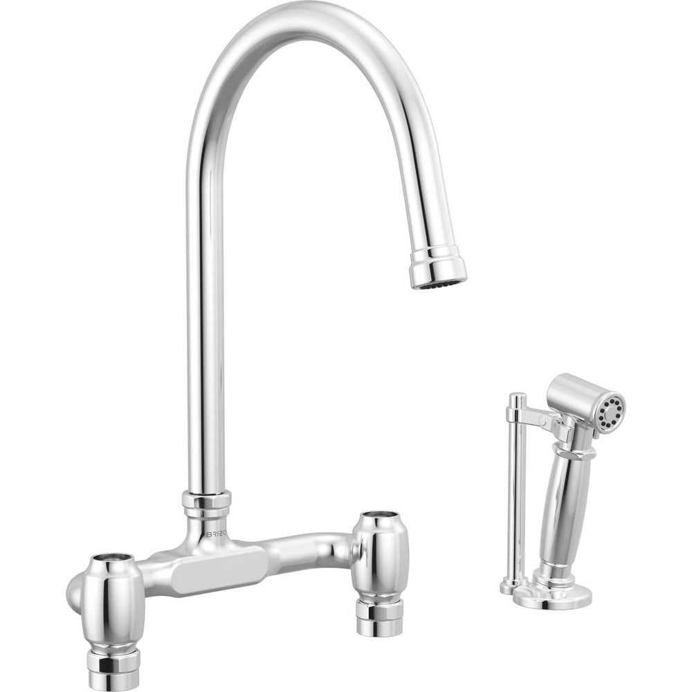 Brizo 62548LF-PCLHP - Deck Mount Bridge Faucet With Arc Spout And Side Sprayer - Less Handles