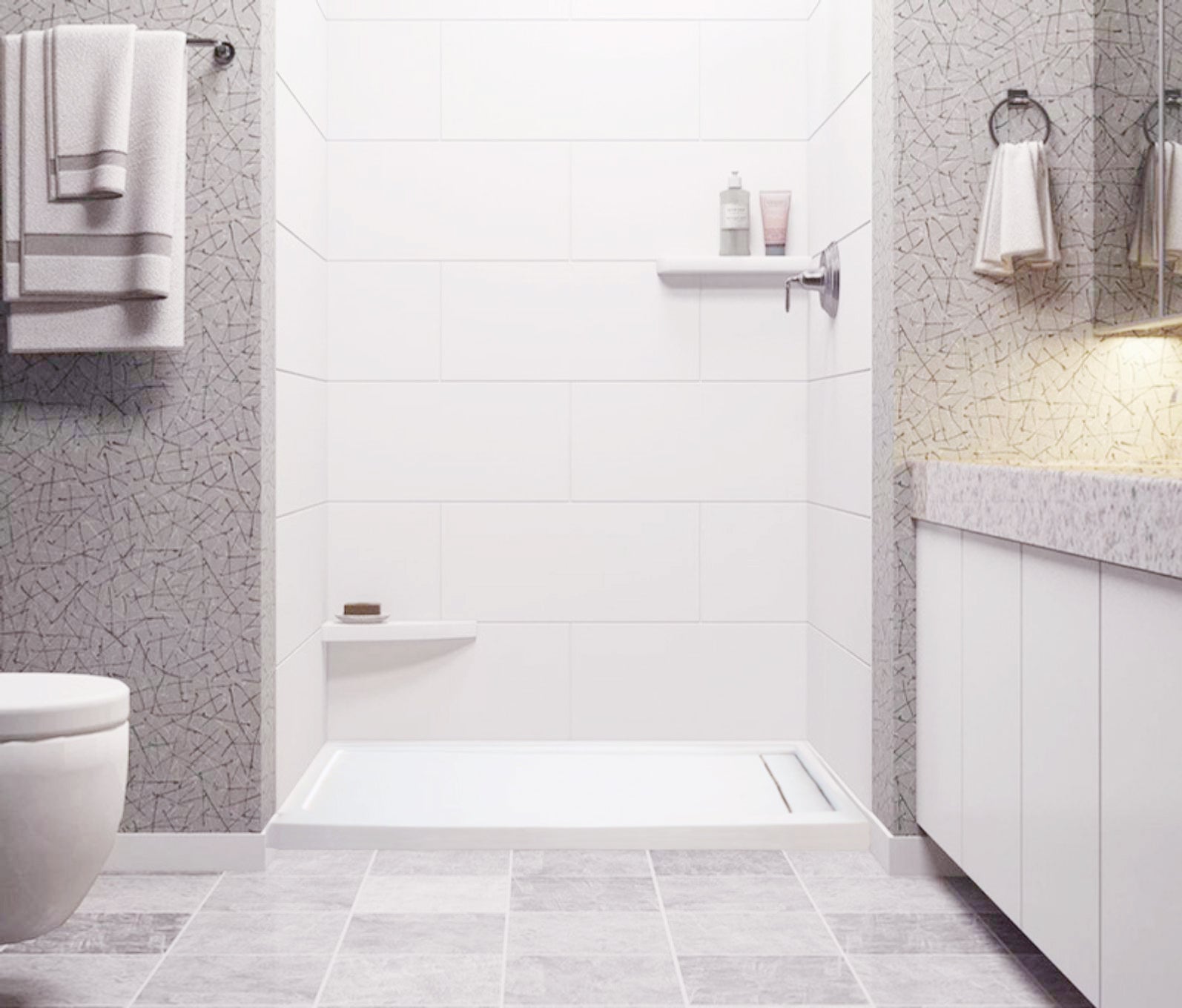 Venco DAL6032AGEDB-L - Dalmatia 60 X 32 Single Threshold Base- Acrylic Linear End Drain-Lh