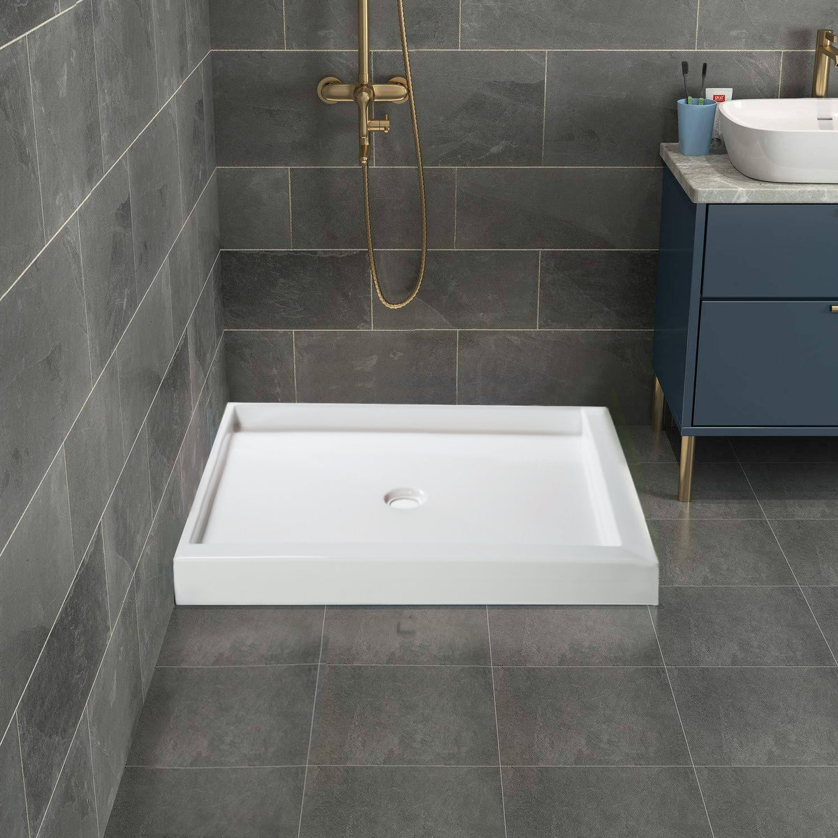Venco MOR4848DTB - Morocco 48 X 48 Double Threshold Base-Center Drain