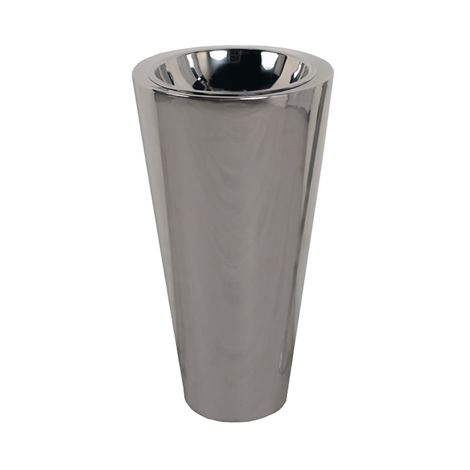 Lacava 7000-10 - Free-Standing Stainless Steel Column Pedestal Bathroom Sink Without An Overflow. Faucet Holes Can Be Drilled To Order. 16 Gauge Stainless Steel.Drain/S-Trap Included For Floor Plumbing 17 1/2"Diam X 32 3/4"H.