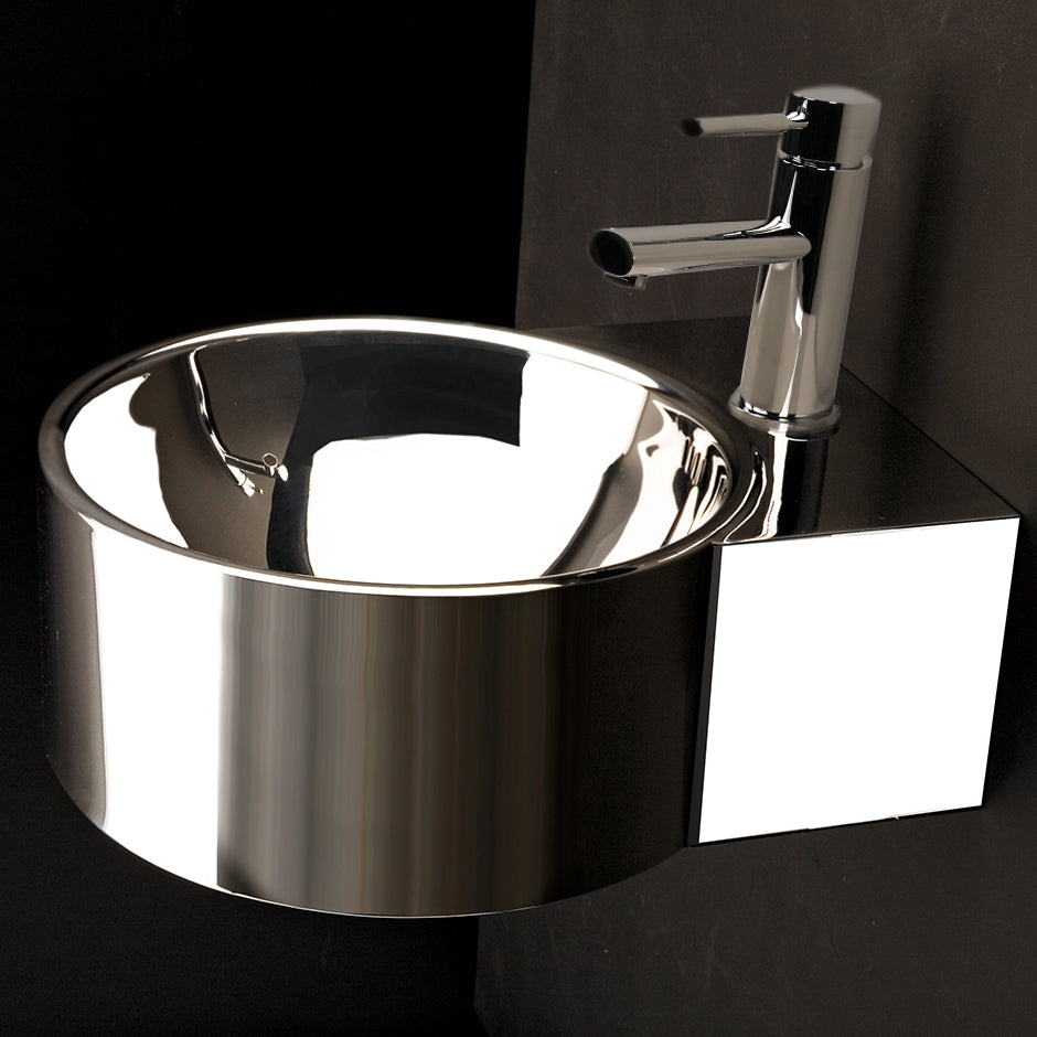 Lacava 7025-10 - Wall-Mount Or Above-Counter Bathroom Sink With One Faucet Hole And An Overflow. 16 Gauge Stainless Steel. Unfinished Back. 15 3/4"W X 19 3/4"D X 7 1/4"H