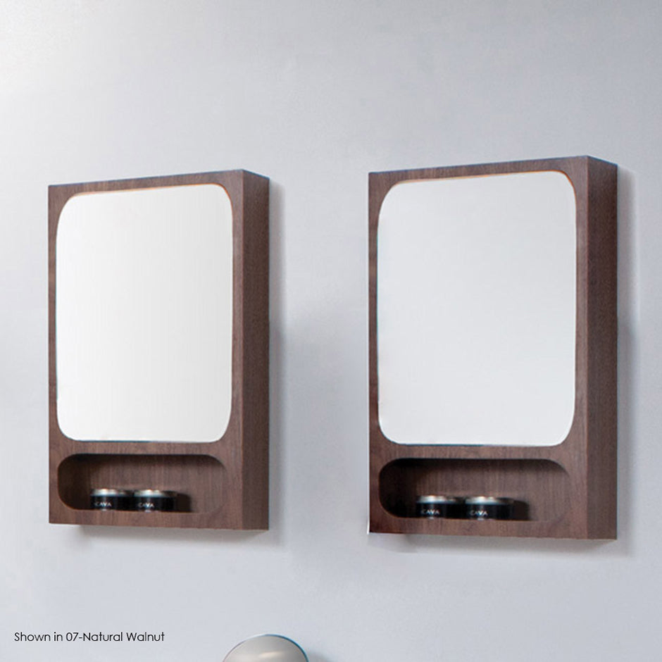 Lacava - Surface-Mount Medicine Cabinet With Two Adjustable Glass Shelves Behind Mirroreddoor, And One Open Cubby, Touch Latch Hardware. 19"W, 5"D, 32"H