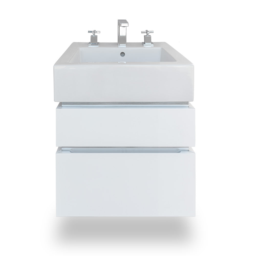 Lacava AQG-W-17-16 - Wall-Mount Under-Counter Vanity With Finger Pulls, Without Polished Steel Accents, Bothdrawers Have U-Shaped Notch For Plumbing. 17"W X 18 1/2"D X 24"H, For Use With Washbasin #5066A.