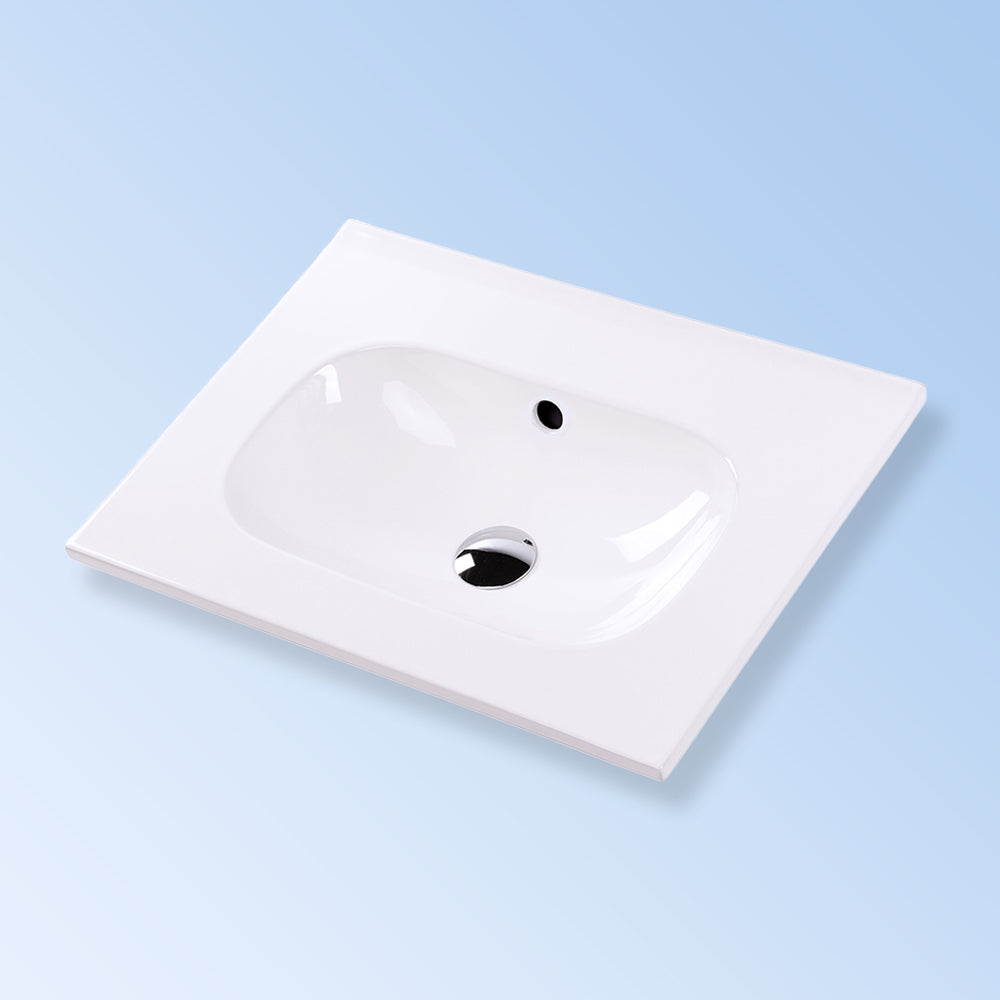 Lacava 8075-00-001 - Vanity Top Porcelain Bathroom Sink With Overflow. W: 24 1/4", D: 18", H: 5 1/2", With 00 - No Faucet Holes, 01 - One Faucet Hole, 02 - Two Faucet Holes Center And Right, Or 03 - Three Faucet Holes In 8" Spread.