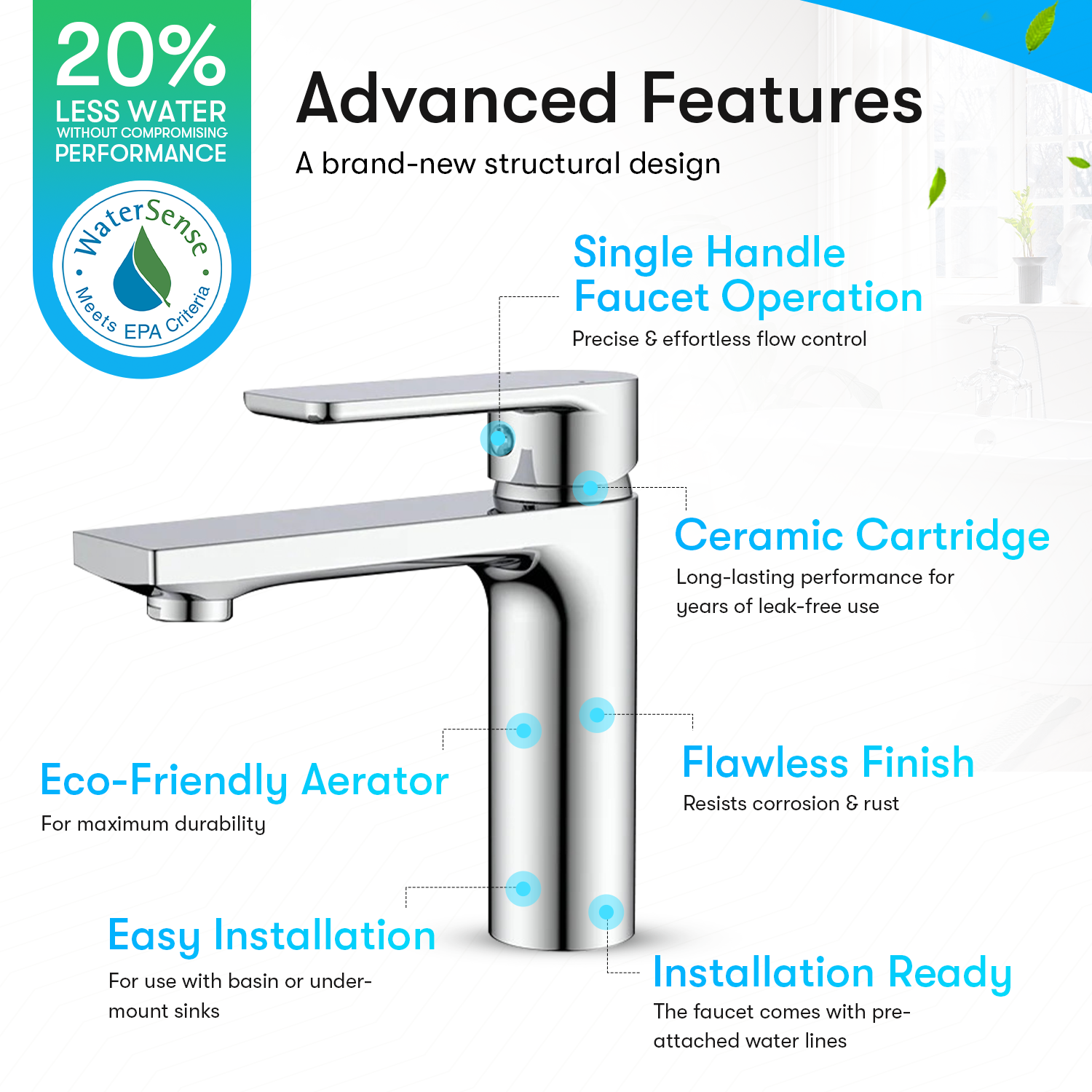 Single Handle Bathroom Sink Faucet