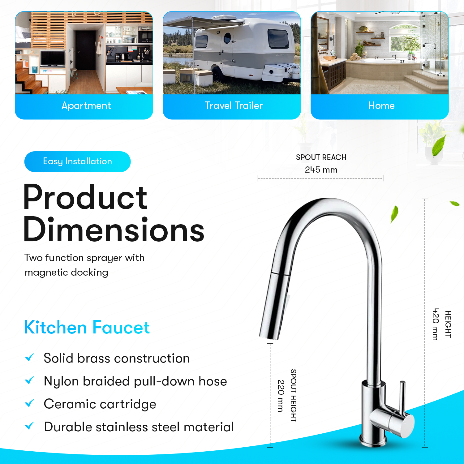 One-Handle High Arc Pulldown Kitchen Faucet